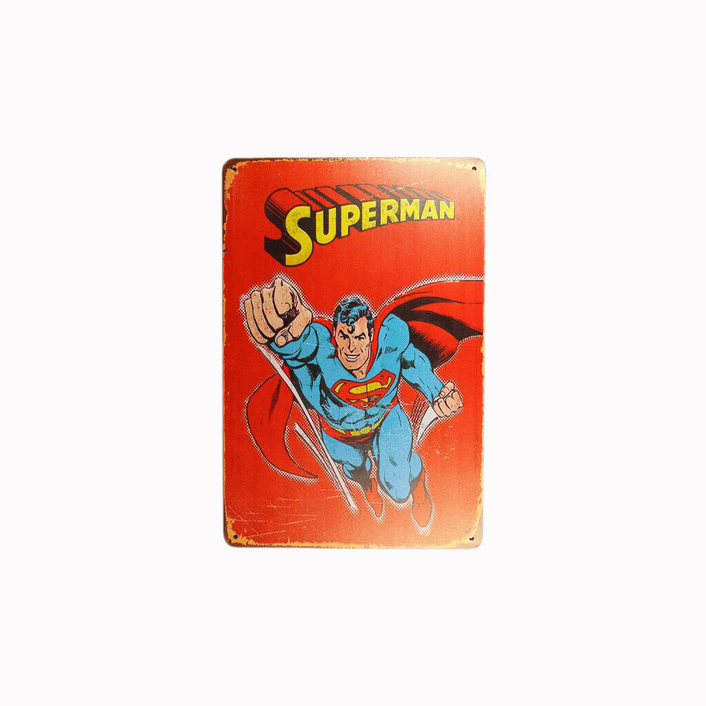 Tin Sign Superman Hero Sprint Drink Bar Whisky Rustic Look