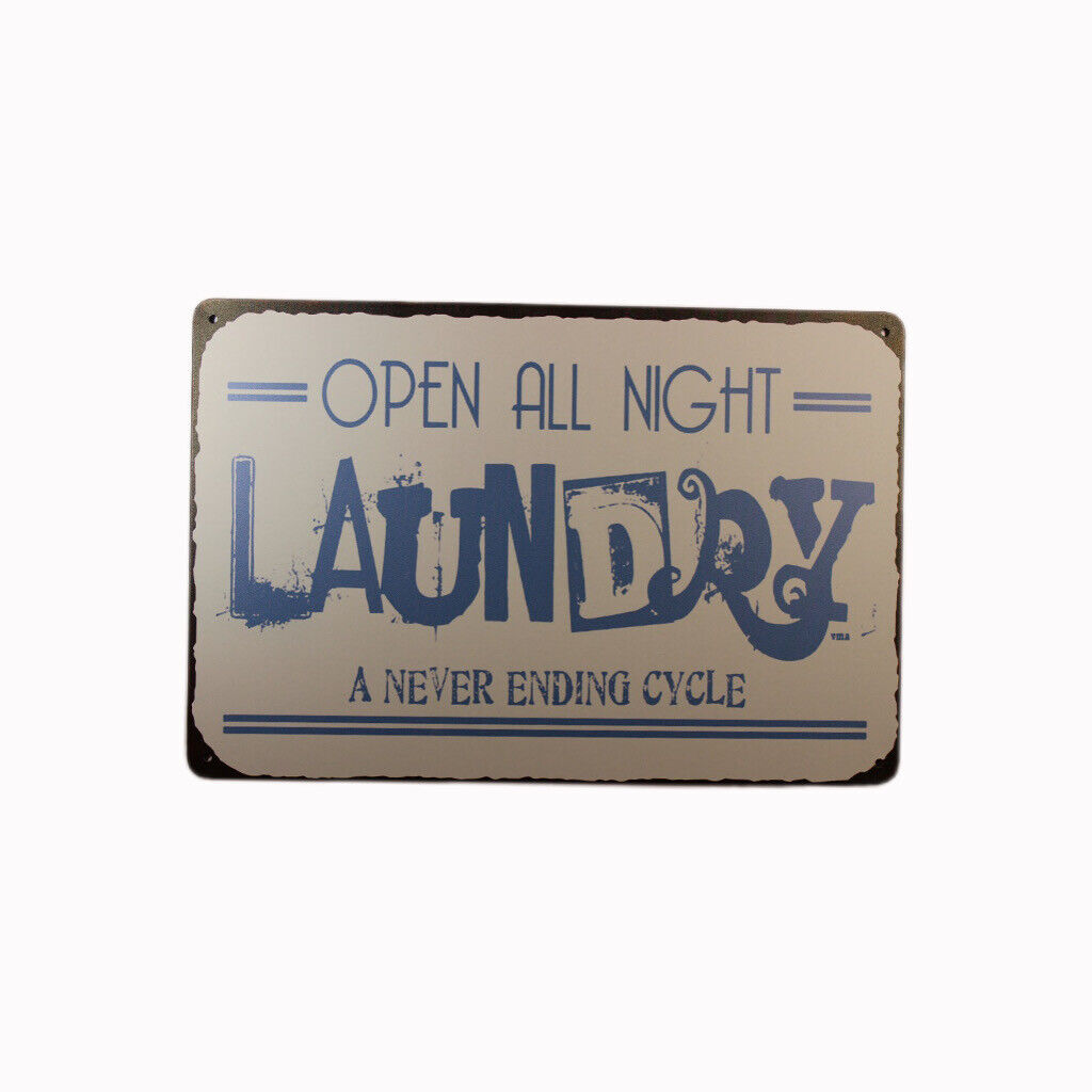 Tin Sign Laundry All Night Sprint Drink Bar Whisky Rustic Look