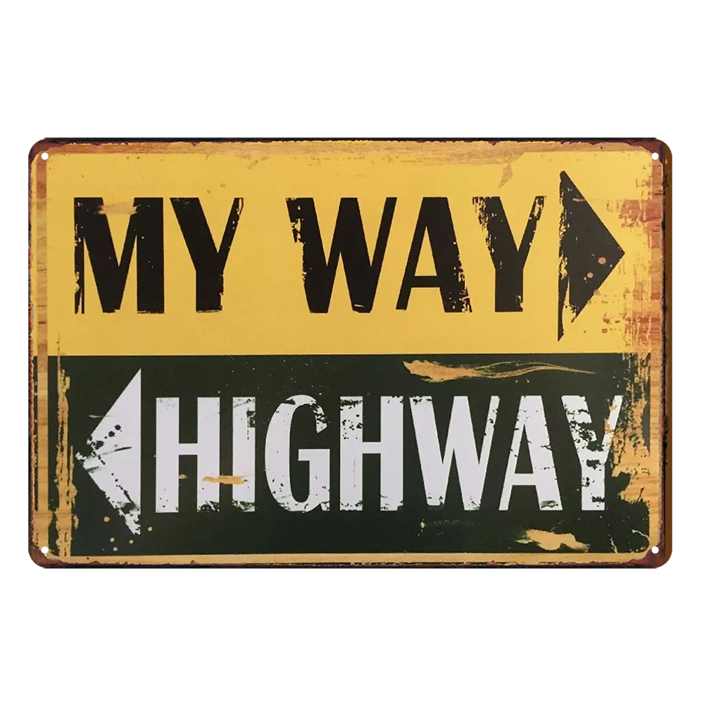 2x My Way Highway Arrow Rustic Tin Sign Vintage Garage Bar