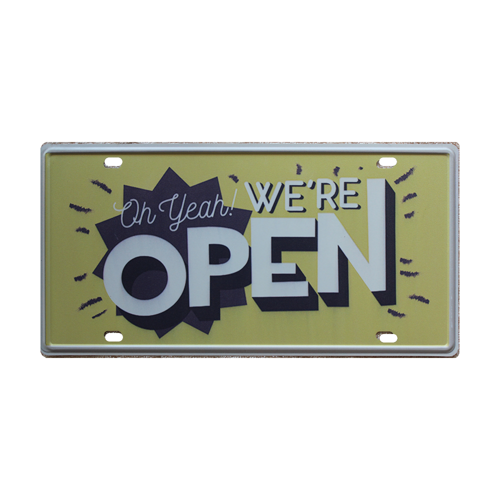 Tin Sign Oh Yeah! We`re Open Metal Tin Sign Vintage Man Cave 150x300mm