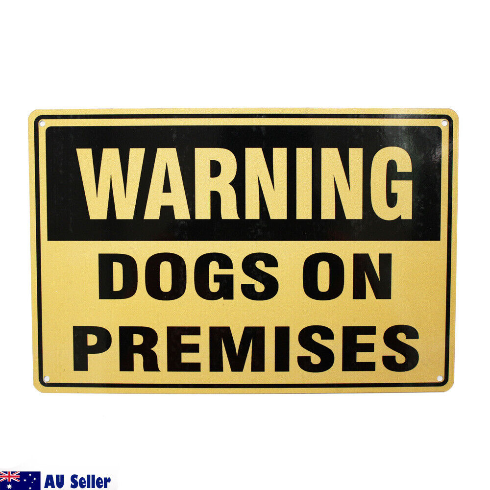Warning Notice Dogs On Premises Sign 300*200mm Metal Safety Private Place
