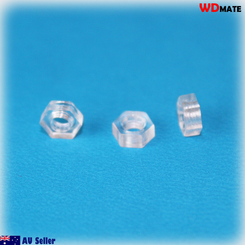 5x Nylon Nuts Crystal M3x 0.5mm Clear Light Electrical Insulating Nuts