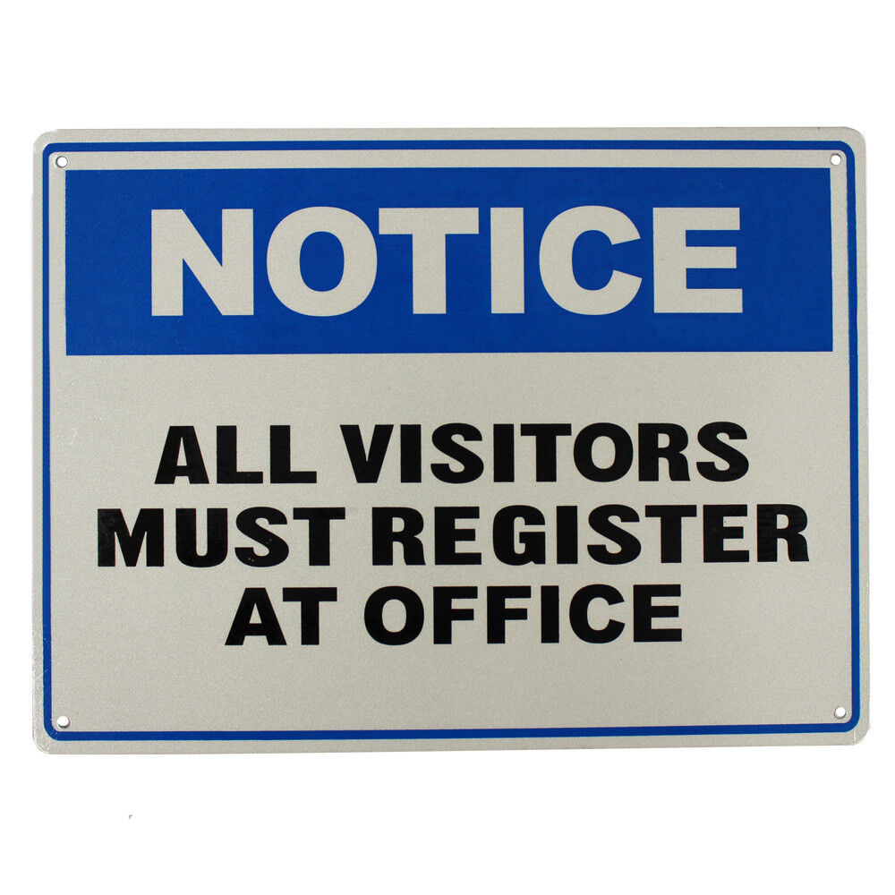 Warning Notice All Visitors Must Register At Office Sign 200x300mm Metal Guest