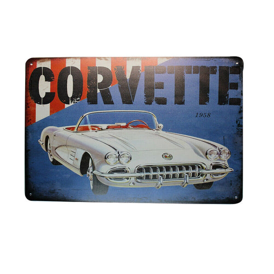 Tin Sign Corvette 1985 Car Sprint Drink Bar Whisky Rustic Look