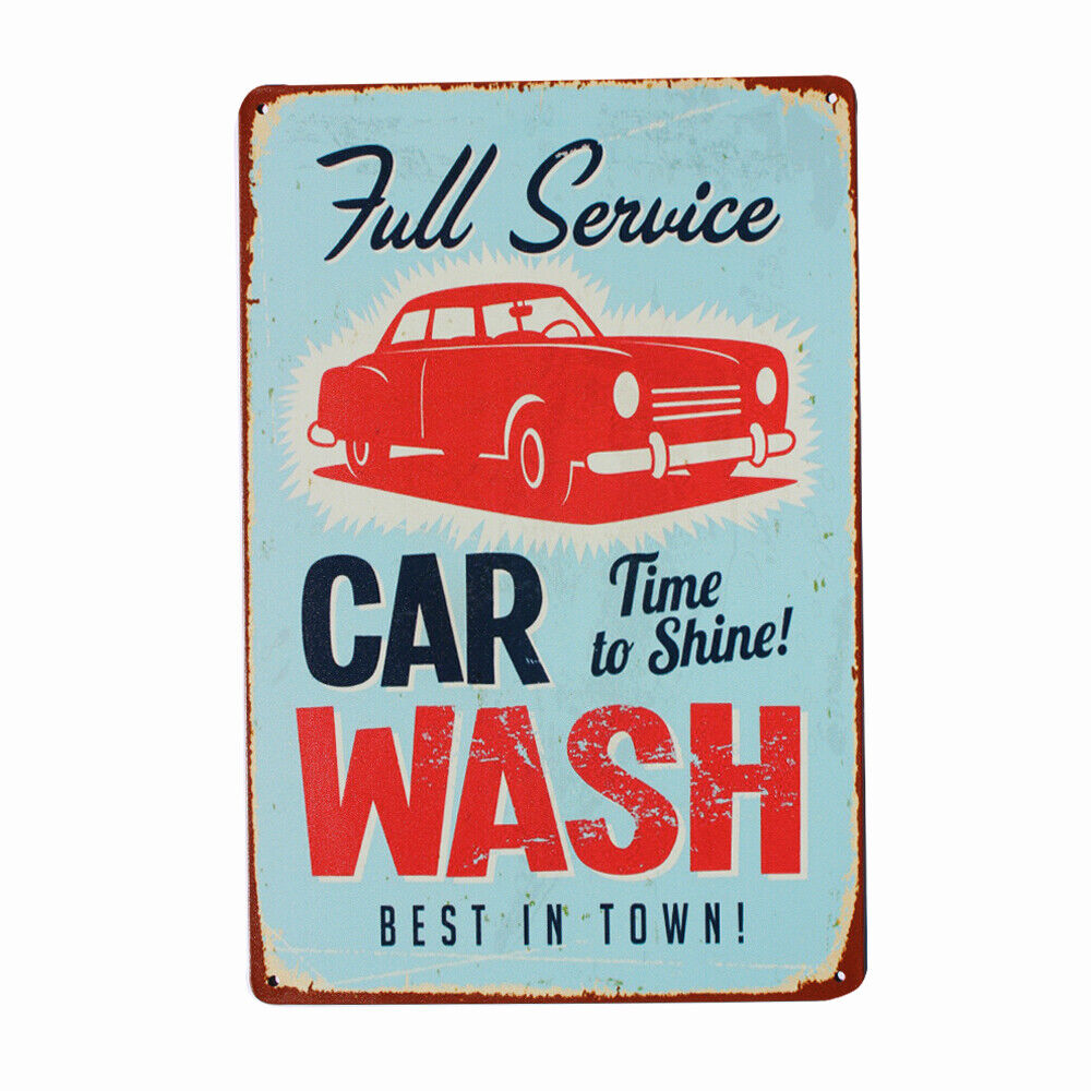 Tin Sign Car Wash Rustic Look Vintage Tin Metal Sign Man Cave 200x300mm Metal