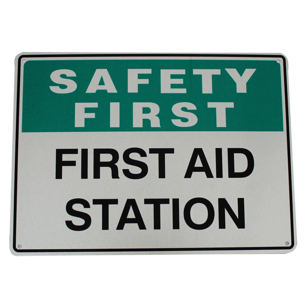 Warning Safety First Aid Station Sign 200x300mm Metal Al Public Work Health