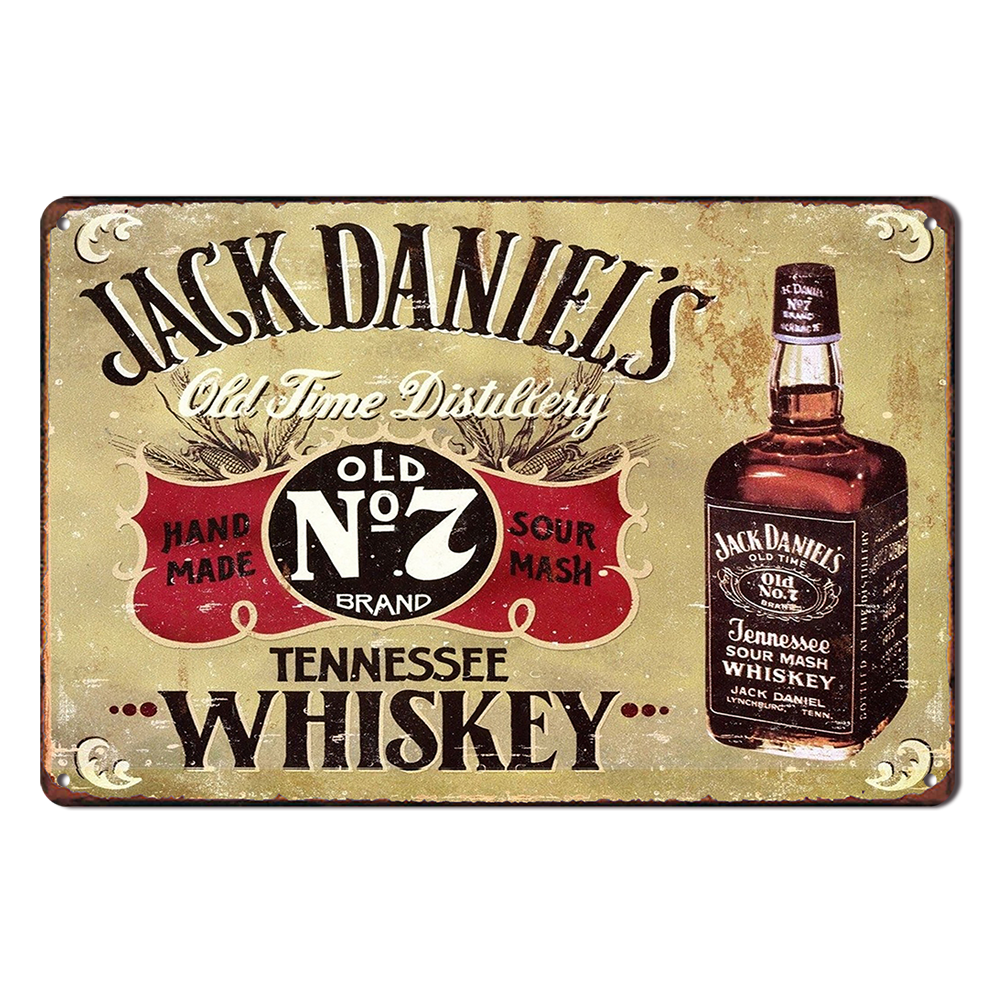 Jack Daniel's Whiskey Tennessee Tin Metal Sign Rustic Look Vintage