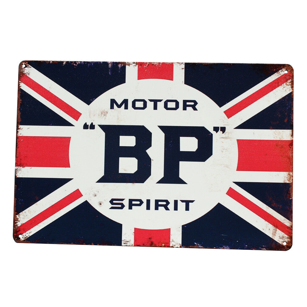Warning Metal Tin Sign 300 X 200mm Bp Motor Spirit Rustic Look Vintage Man Cave