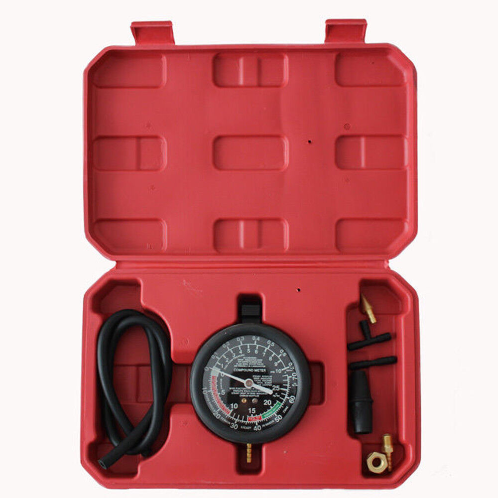 Carburetor Pressure Tester Oil Vacuum Valve Fuel Pump Gauge 3-1/2″ Car Garage