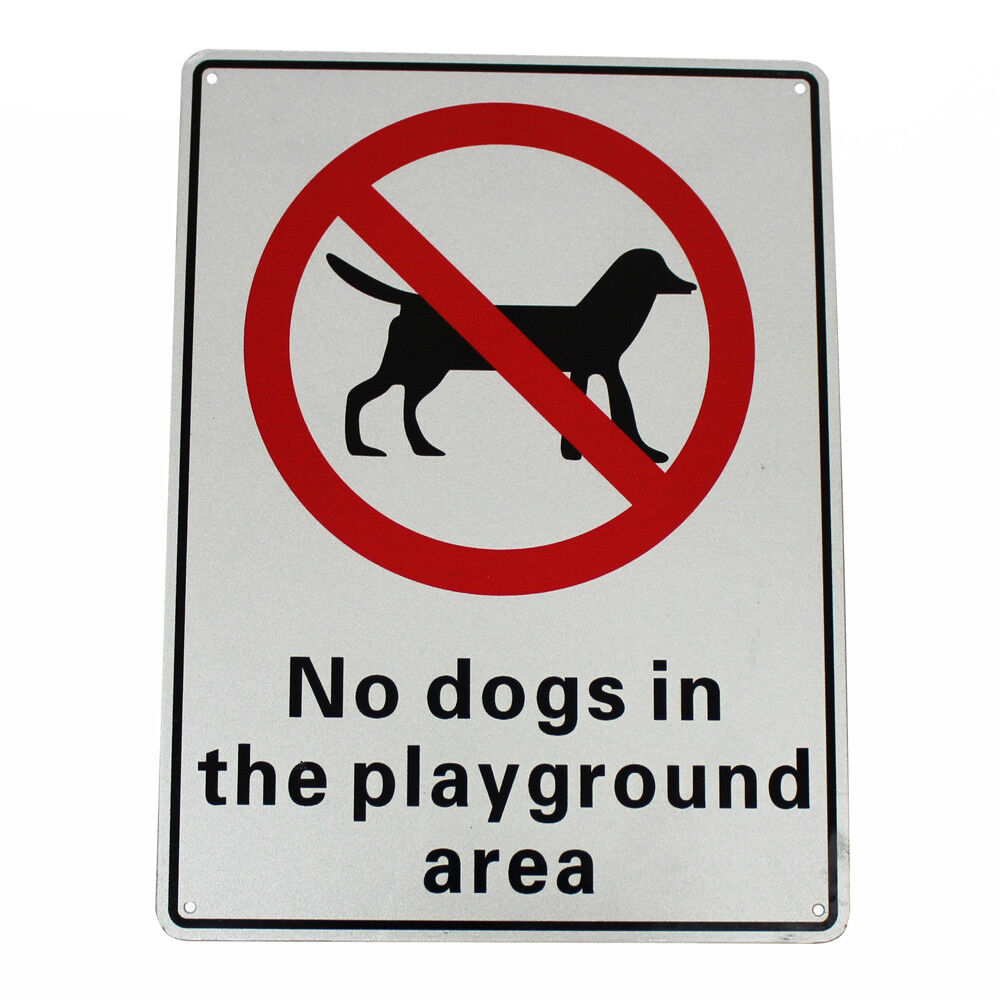 Warning Notice No Dogs In The Playground Area 300*200mm Metal Al Safety Outdoor