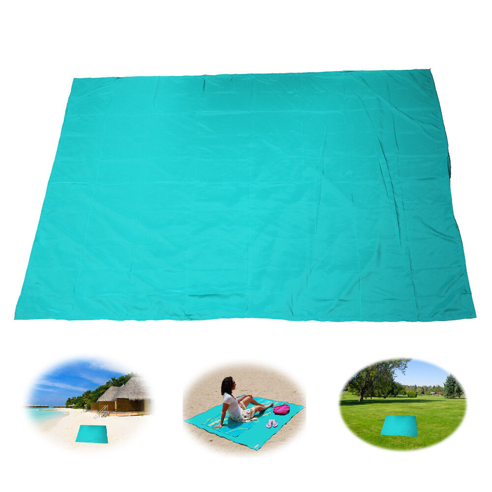 Beach Mat Picnic 1.5x2m Skyblue Grass Blanket Pocket Nosand Soft Light Fast-dry
