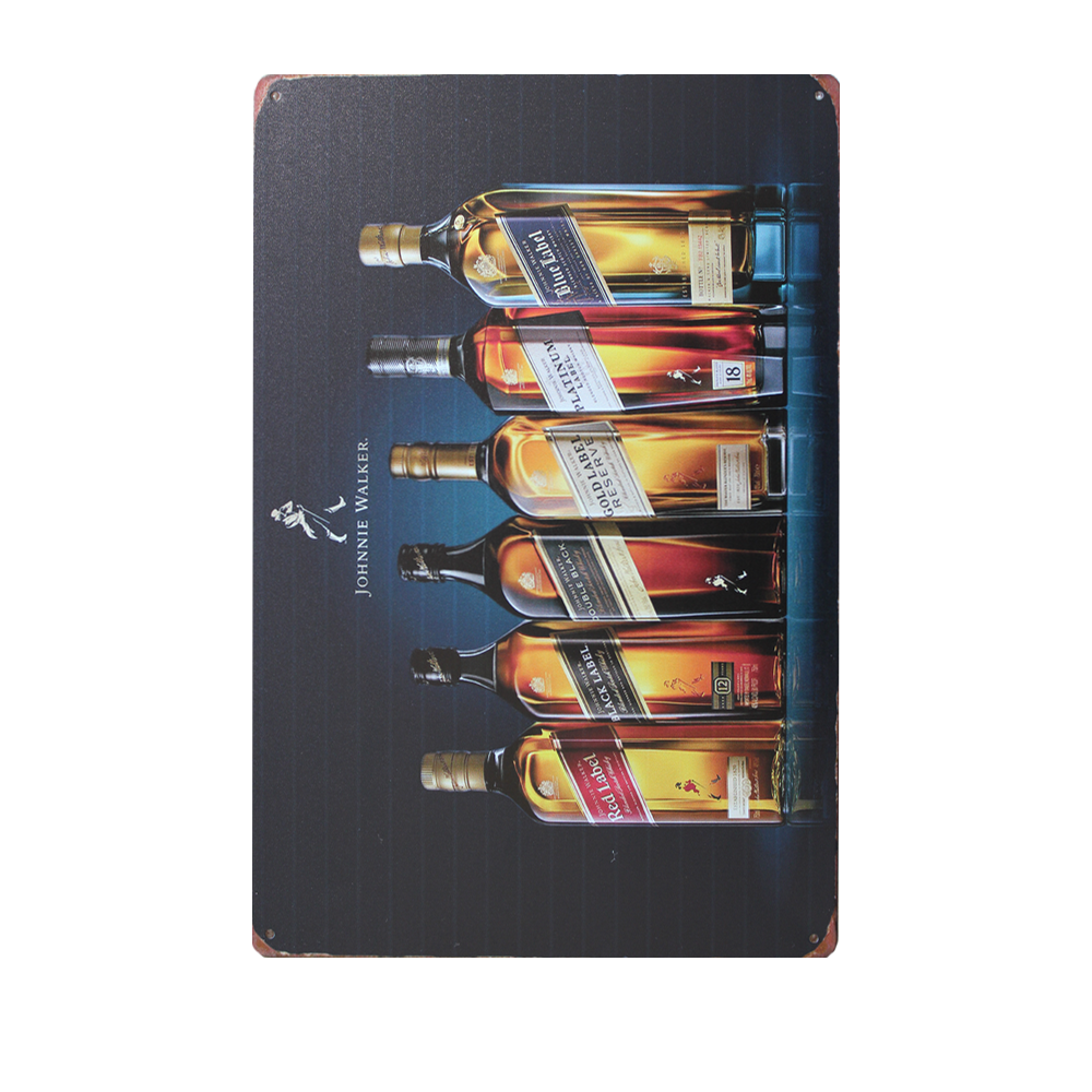 Metal Tin Sign Johnnie Walker Rustic Vintage 200x300mm Man Cave Shed & Bar Sign