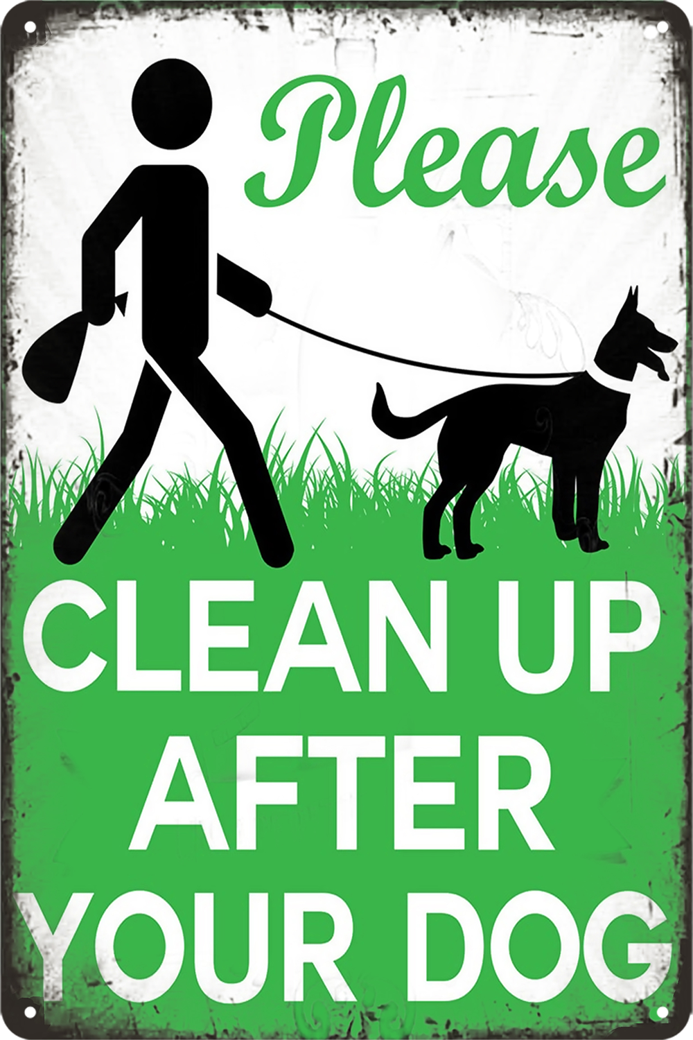 2x Clean Up After Your Dog Pls. Tin Metal Notice Sign