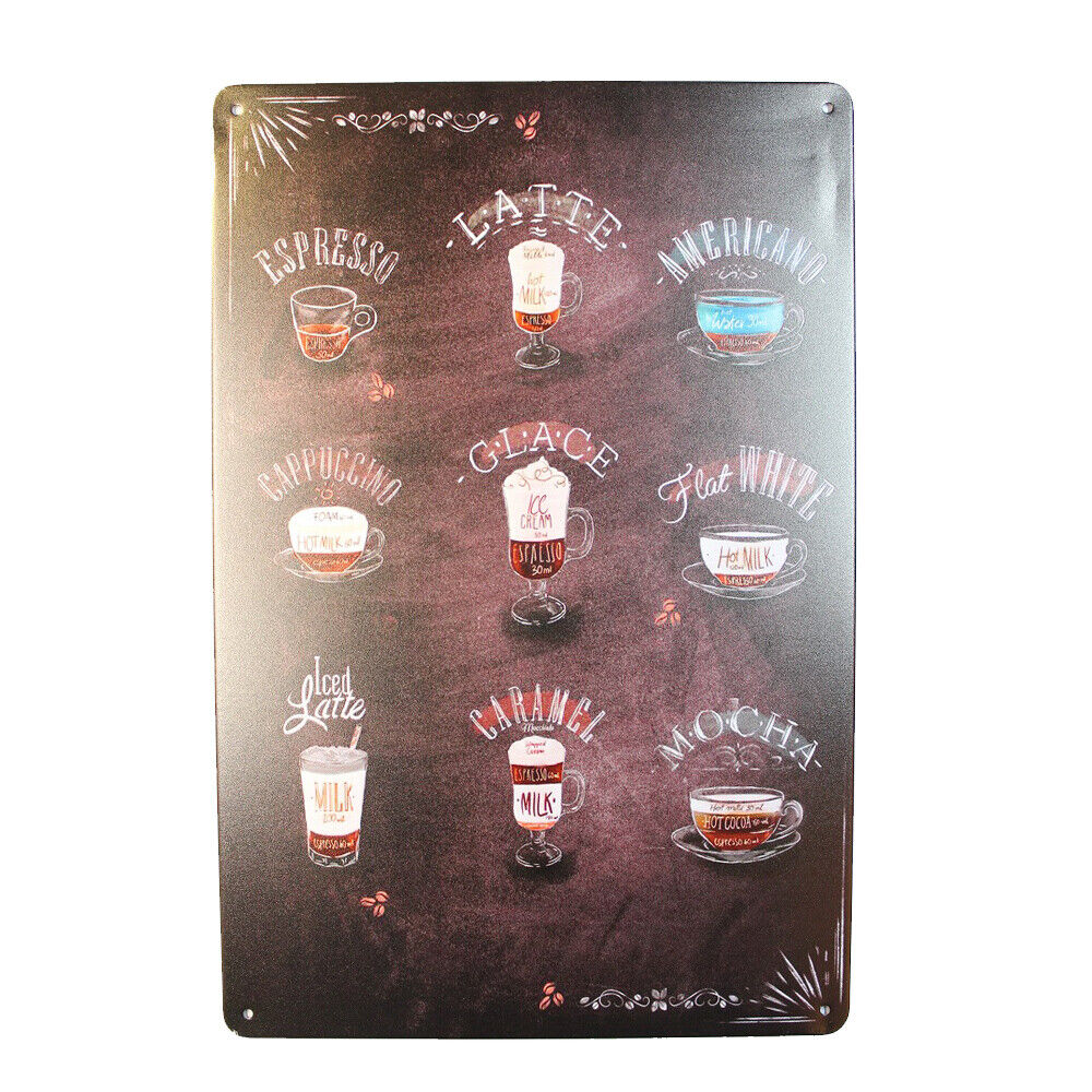 Tin Sign Coffee Menu Sprint Drink Bar Whisky Rustic Look