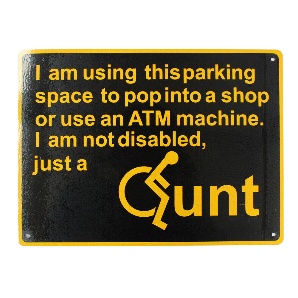 Warning Notice Disabled Parking Sign 200x300 Man Cave Metal Public Park