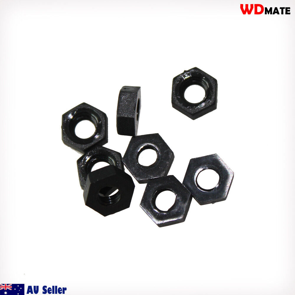 5x Nylon Nut M4x0.7mm Black Nuts Light Strong Electrical Insulating