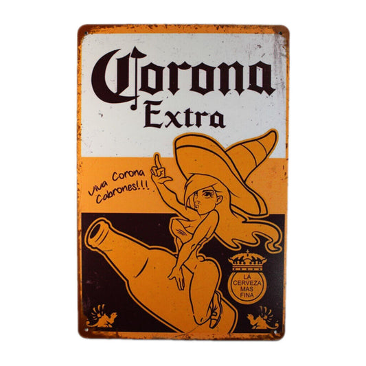 Tin Sign Corona Extra  Sprint Drink Bar Whisky Rustic Look