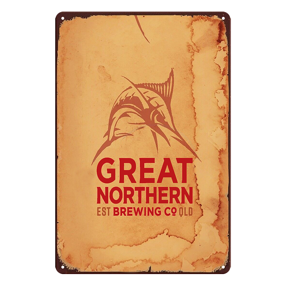 Beer Great Northern Est Breweing Cold Rustic Metal Sign Vintage Tin Garage