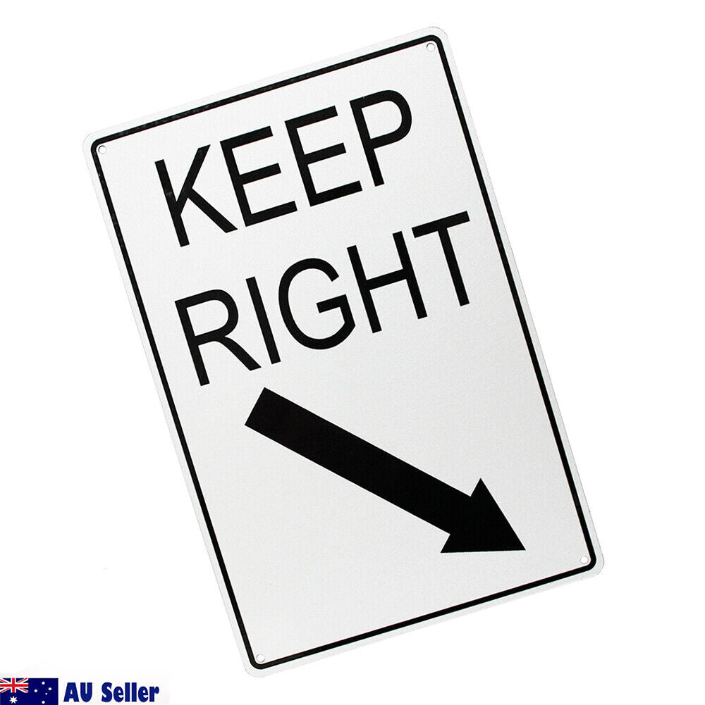 Warning Notice Keep Right Arrow Sign 200x300mm Metal Waterproof Traffic