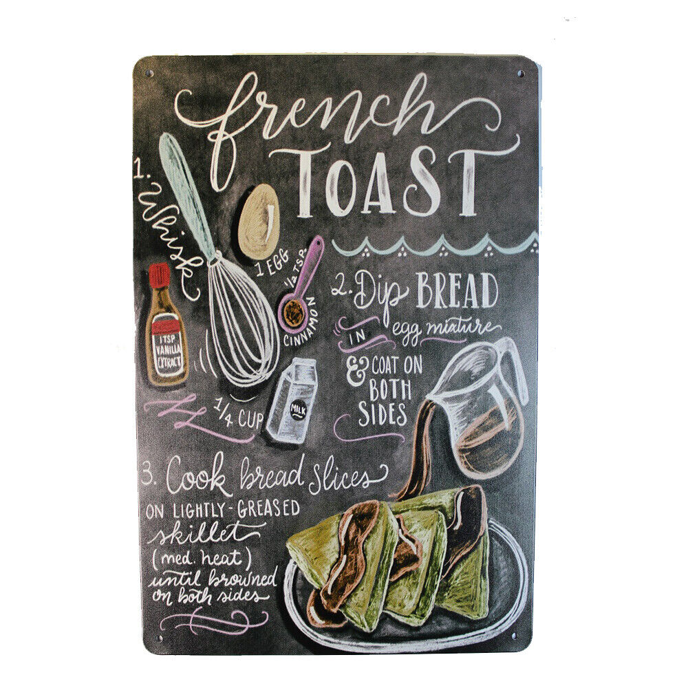 Tin Sign Toast Bread Cook Sprint Drink Bar Whisky Rustic Look