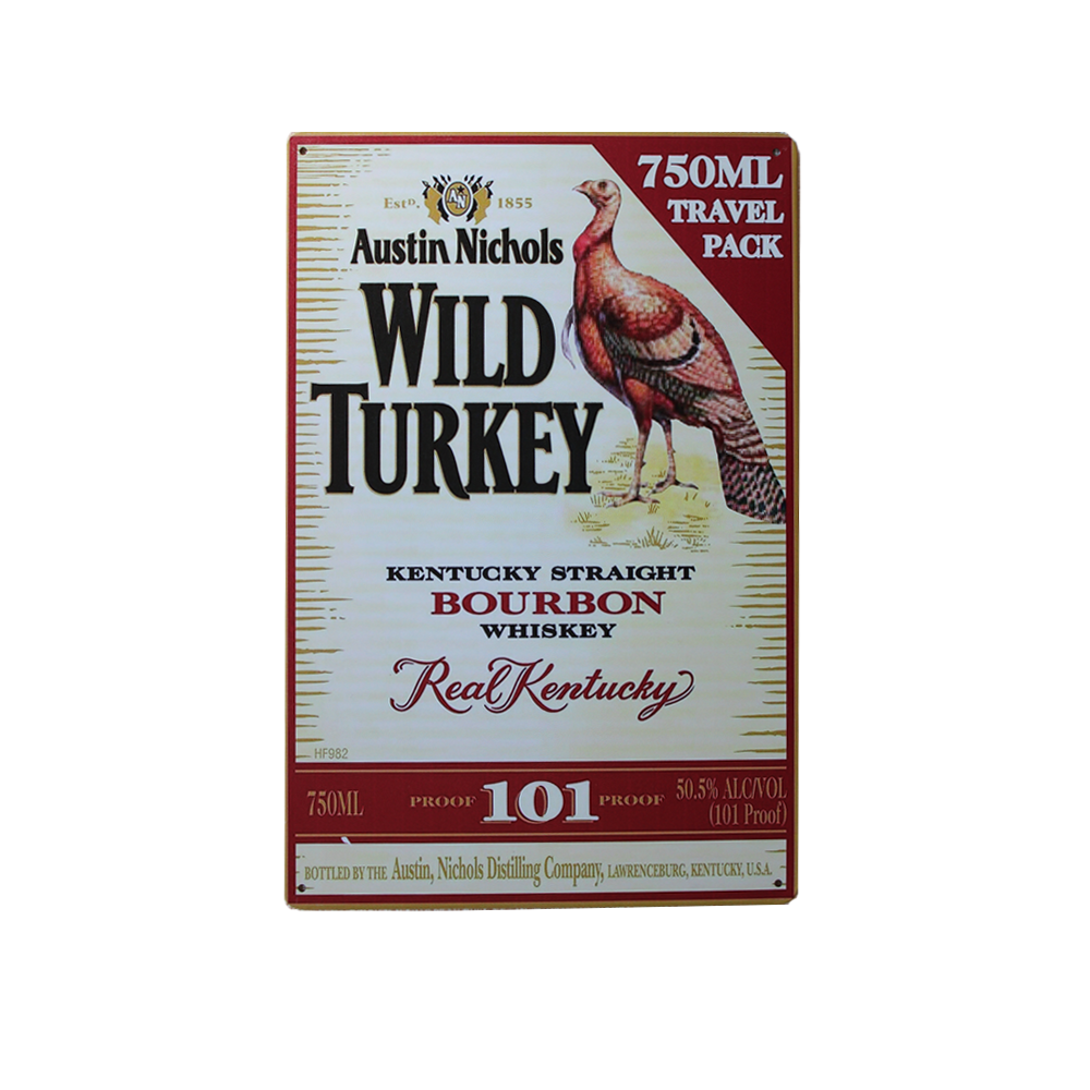 Wild Turkey Metal Tin Sign 200x 300mm Rustic Vintage Rustic Garage Bar Man Cave
