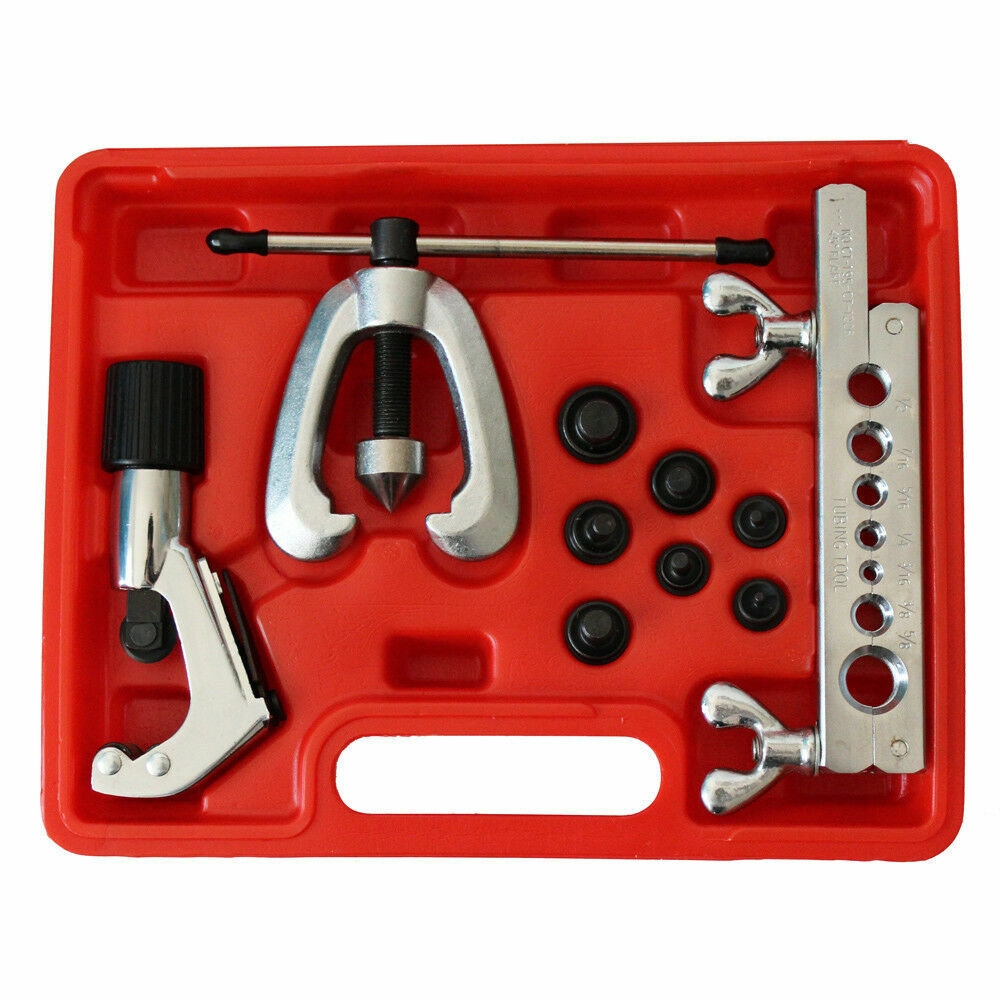 7 Die Tube Pipe Double Flaring Kit 1/4-5/8″ Plumbing Deburrer Brake Air Plumber