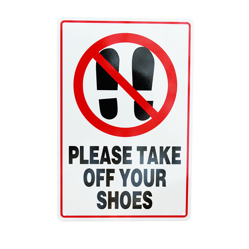 Warning Please Take Off Your Shoes Sign 200*300mm Metal Reflective Waterproof
