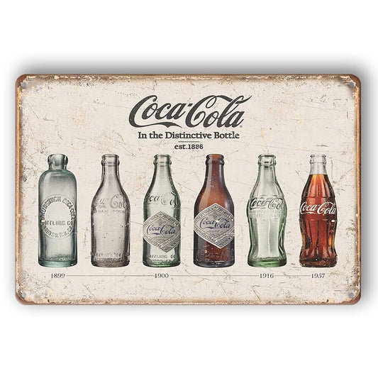 Tin Sign Coca Cola In The Distinctive Bottle 1899 -1957 Rustic Decorative