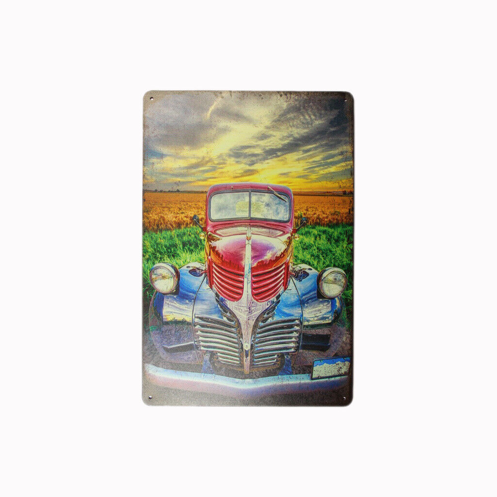 Tin Sign Car Red And Blue Sprint Drink Bar Whisky Rustic Look