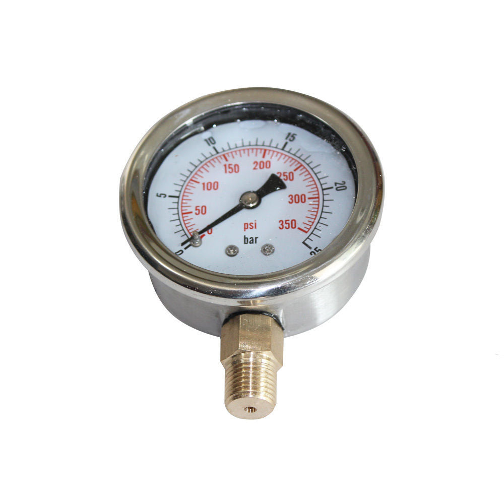 Liquid Oil Filled Pressure Gauge 350psi 25bar G1/4″ Dia 63mm 2.5” Meter Workshop