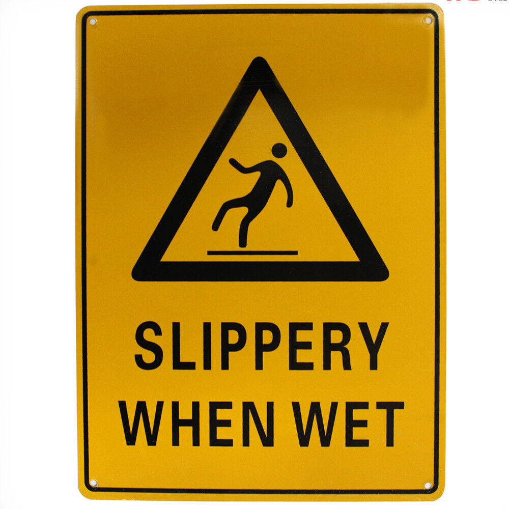 Warning Safety Sign Slippery When Wet 200x300mm Outdoor Caution Metal 16003062