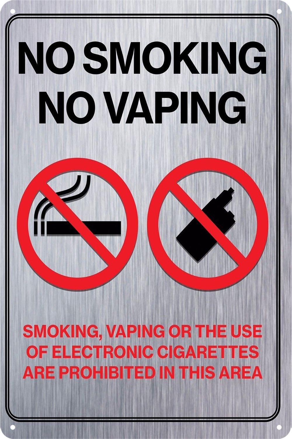 No Smoking No Vaping Tin Sign Rustic Look Vintage