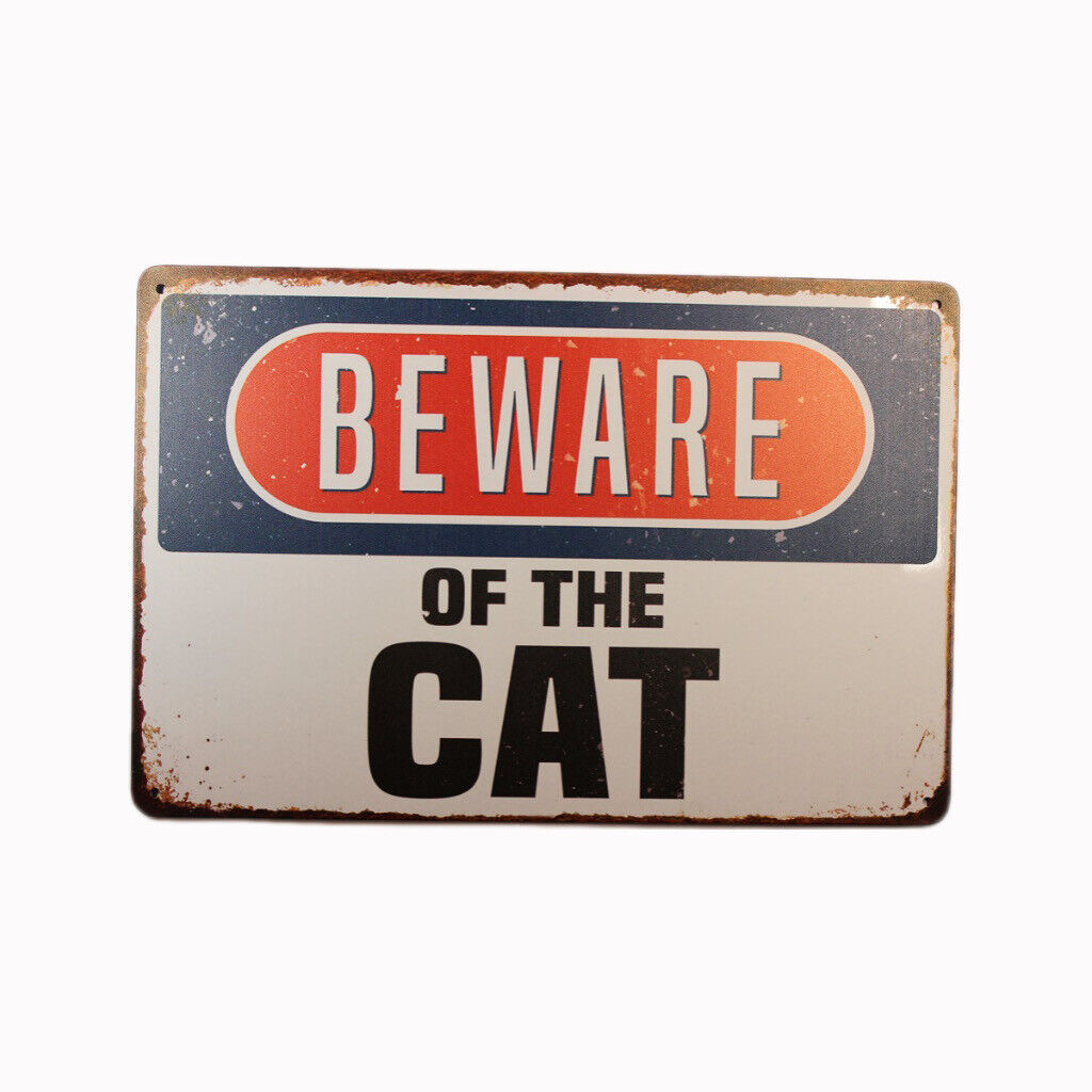 Tin Sign Beware Cat Sprint Drink Bar Whisky Rustic Look
