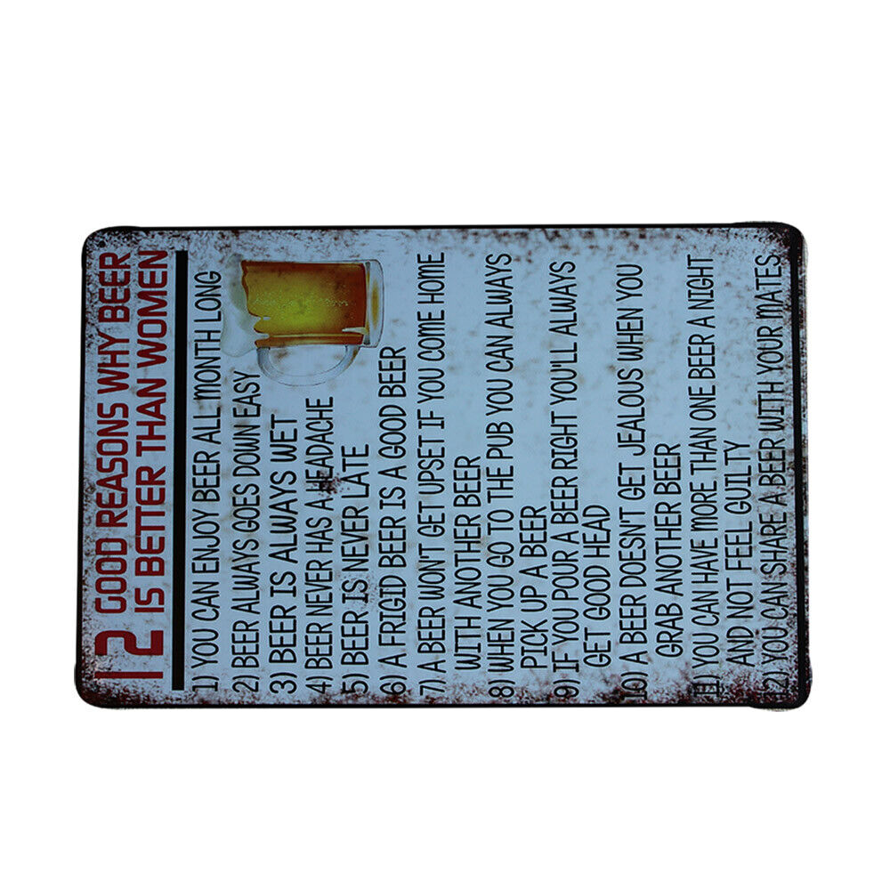 Metal Tin Sign 12 Good Reasons Why Beer Is Better Than Women 200x300mm Retro Vin