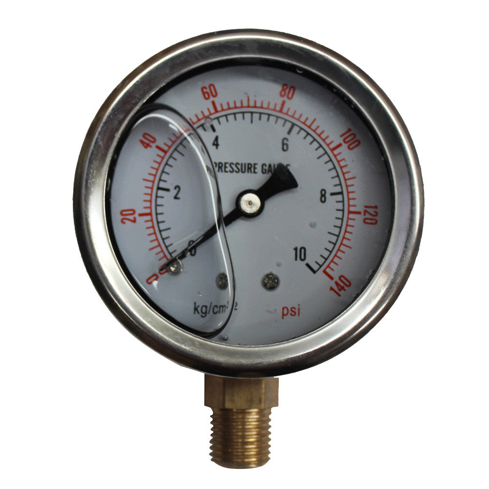 Liquid Oil Filled Pressure Gauge 63mm 140psi 10bar G1/4″ Dia2.5” Fuel Air Meter