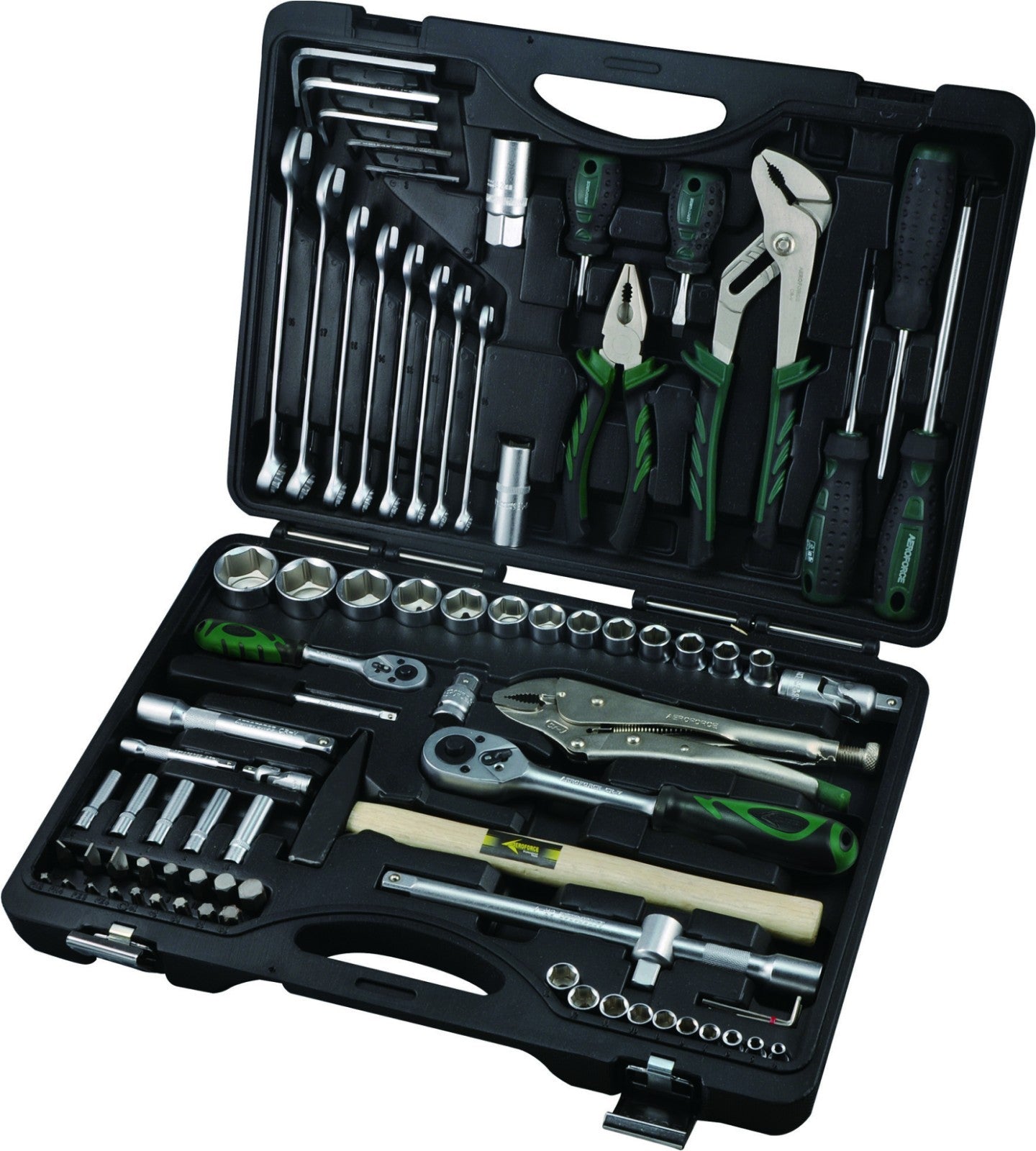 82pc Socket Set 1/4″ 1/2″ Dr. Deluxe Hammer Adaptor Bit Ratchet Spinner Handle