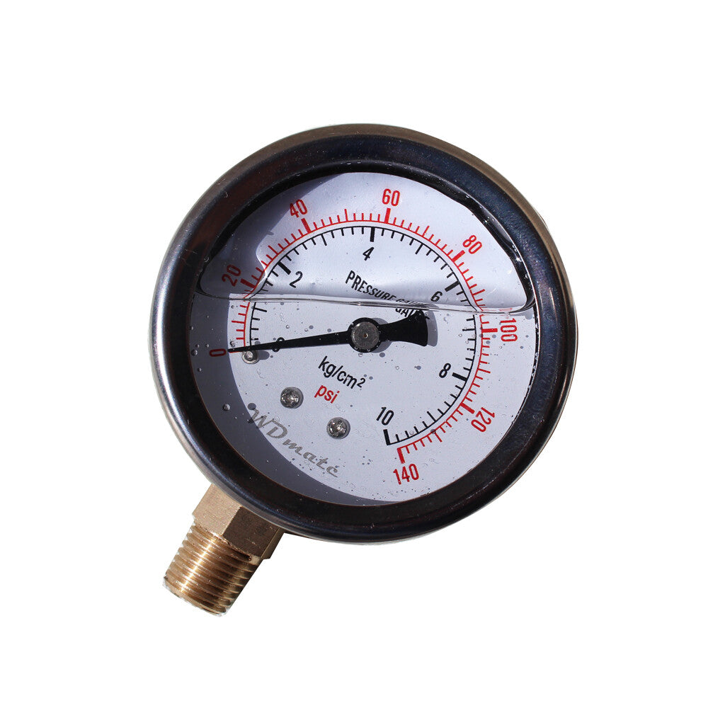Liquid Oil Filled Pressure Gauge 63mm 140psi 10bar Bspt 1/4″ Dia 2.5” Fuel Meter