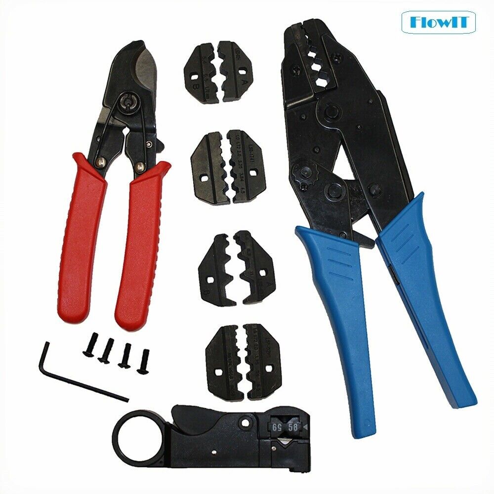 5 Die Versatile Crimping Plier Stripper Wire Cutting Coaxial Rg58/59/62/3c/4c 7i