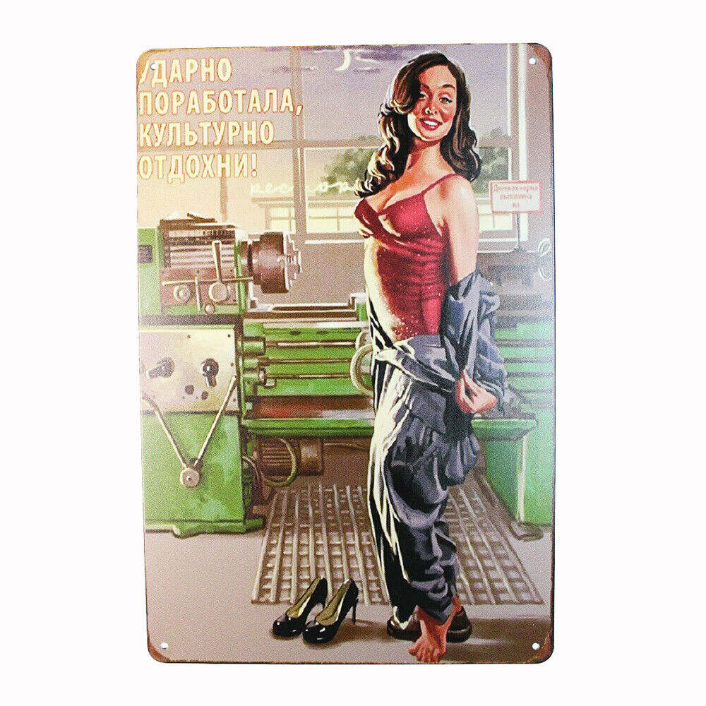 Tin Sign Sexy Women Sprint Drink Bar Whisky Rustic Look