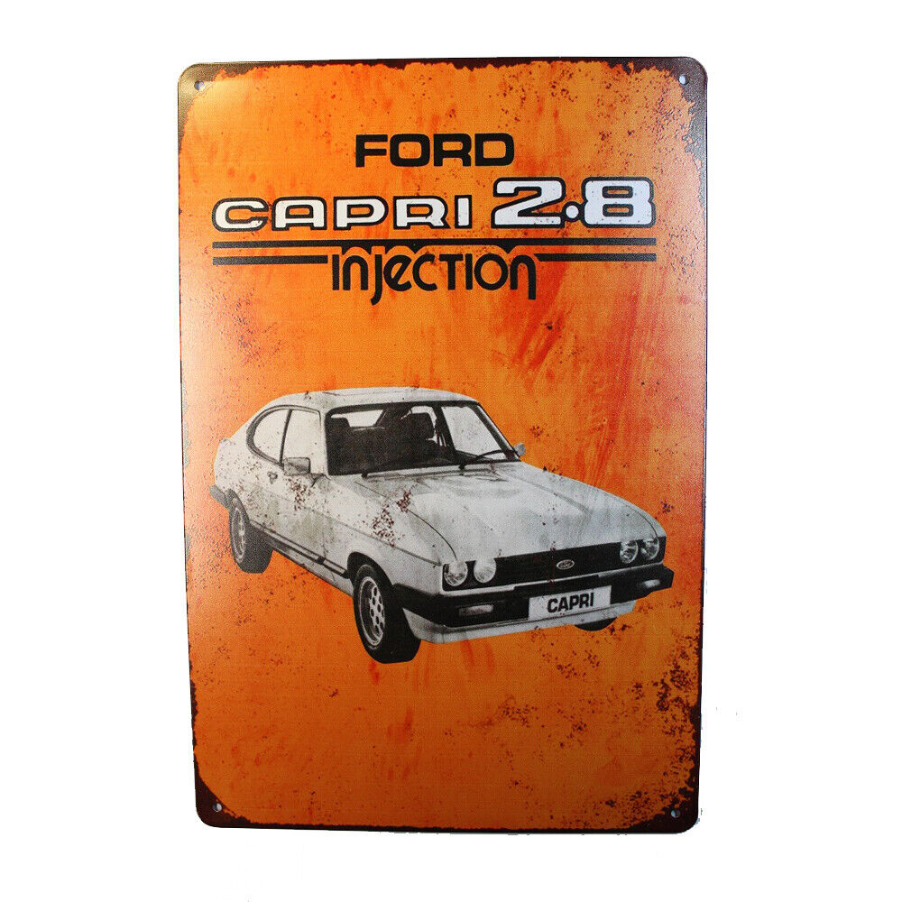 Tin Sign Ford Capri2.8 Injection Sprint Drink Bar Whisky Rustic Look