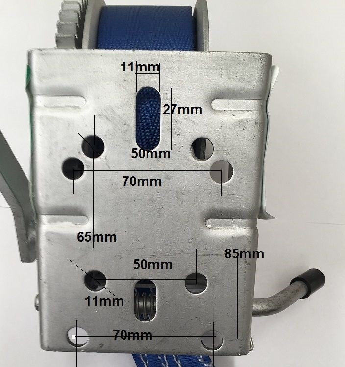 500kg Hand Winch 6m Webbing Strap Shook Ratio 3:1 Boat Marine 1100lb Trailer Hd