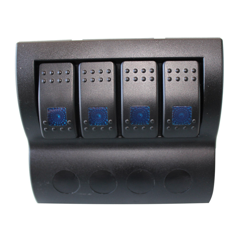 Marine Boat Rocker Switch Panel 4 Gang Blue 12/24dc 4 Breaker 11.5/23a Ip66