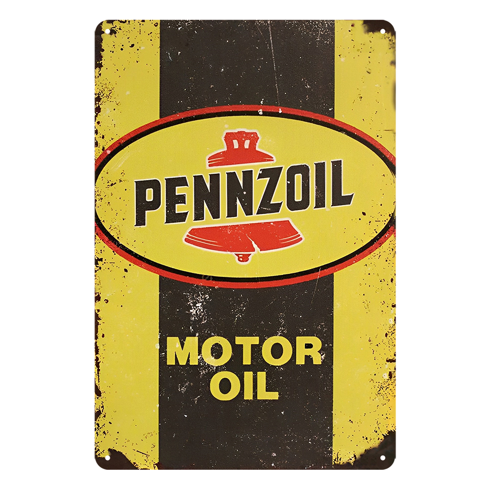 Pennzoil Motor Oil Car Tin Metal Sign Rustic Look Vintage