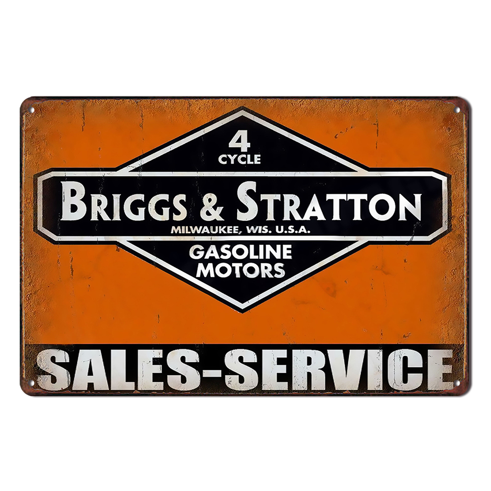 Briggs & Stratton 4 Cycle Gasoline Motor Tin Metal Sign Auto Vintage Man Cave