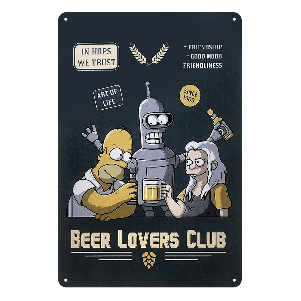 Beer Lowers Club Moe's In Hops Trust Rustic Metal Sign Vintage Tin Shed Garage