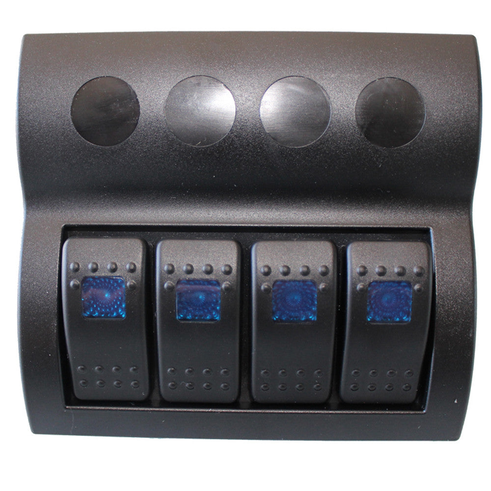 Marine Boat Rocker Switch Panel 4 Gang Blue 12/24dc 4 Breaker 11.5/23a Ip66