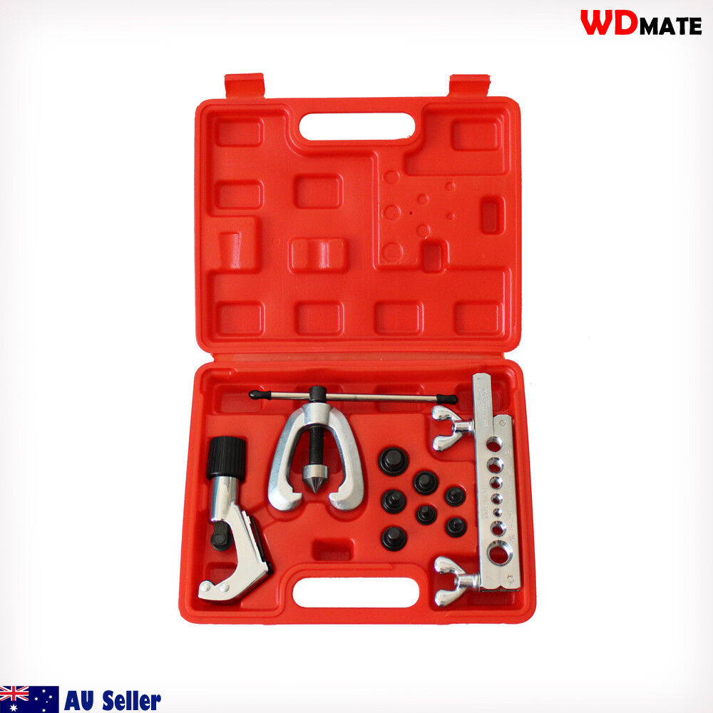 Tube Pipe Double Flaring Kit 7 Die 1/4-5/8″ Plumbing Deburrer Brake Air H4001002