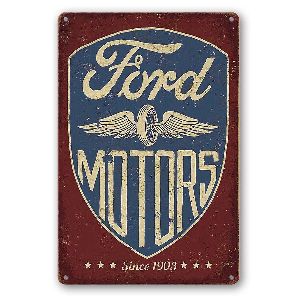 Tin Sign Ford Motors Since 1903 Garage Rustic Look Decorative