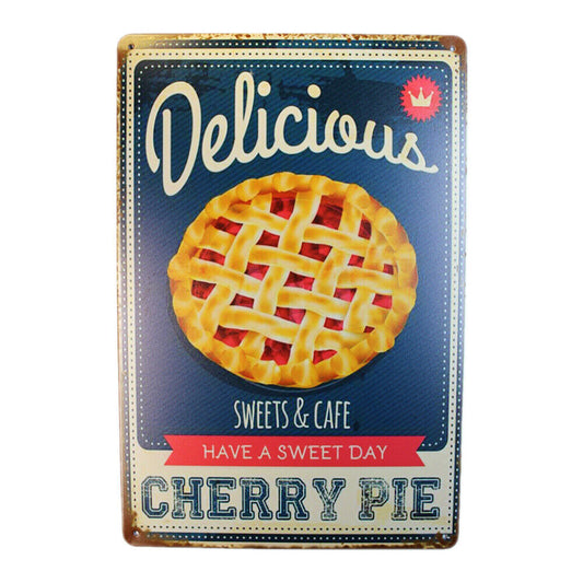 Tin Sign Delicious Cherry Pie Sprint Drink Bar Whisky Rustic Look