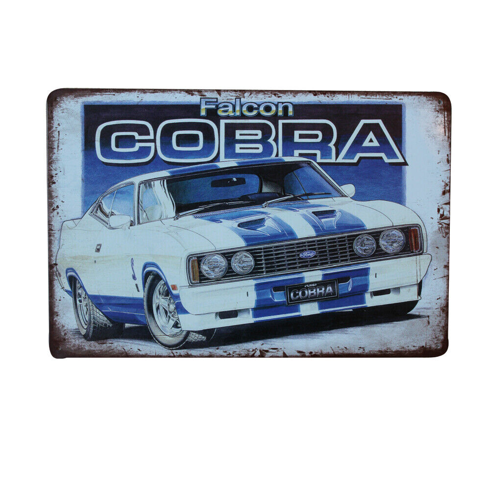 Metal Tin Sign Falcon Cobra Garage Rustic 200x300mm Man Cave